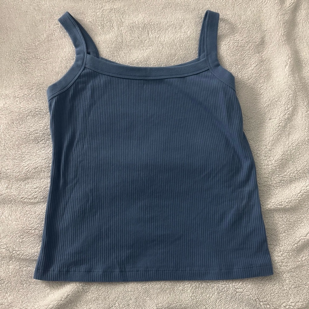 American Eagle Outfitters Slate Blue Ribbed Tank Top